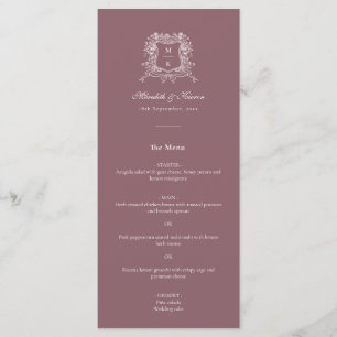 Elegant Dusty Purple Vintage Crest Thank You Boho Menu