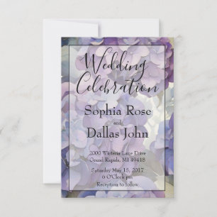Elegant dusty purple watercolor floral Wedding Invitation