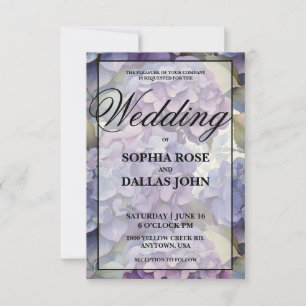 Elegant dusty purple watercolor floral Wedding Invitation