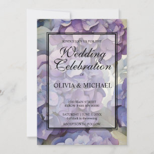Elegant dusty purple watercolor floral Wedding Invitation