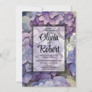 Elegant dusty purple watercolor floral Wedding Invitation