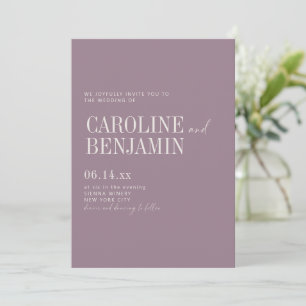 Elegant Dusty Purple Wedding Formal Script Serif Invitation