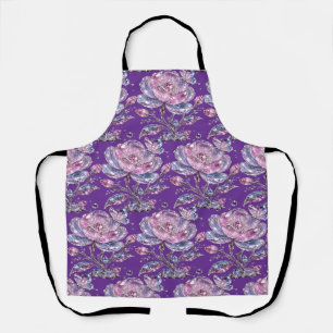 Elegant Dusty Rose Botanical Pattern Design Apron