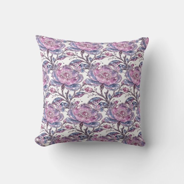 Elegant Dusty Rose Botanical Pattern Design Cushion (Front)