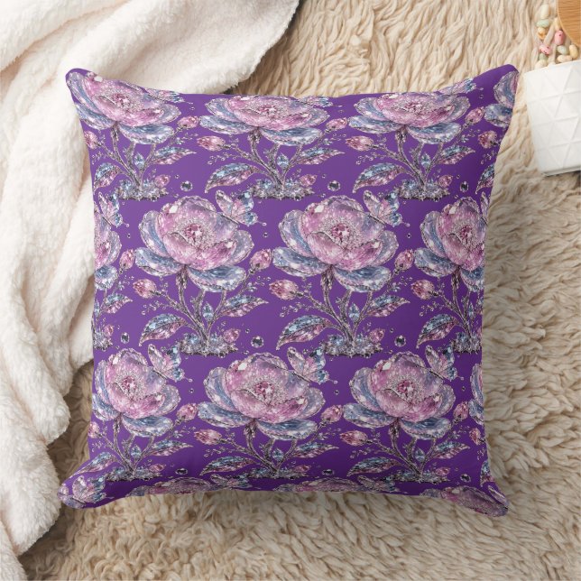 Elegant Dusty Rose Botanical Pattern Design Cushion (Blanket)