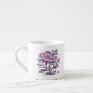 Elegant Dusty Rose Botanical Pattern Design Espresso Cup