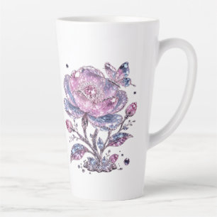 Elegant Dusty Rose Botanical Pattern Design Latte Mug