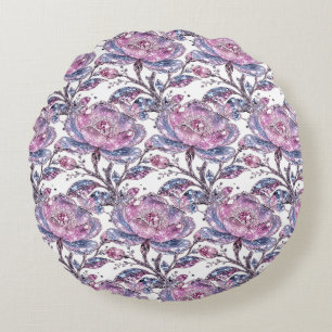 Elegant Dusty Rose Botanical Pattern Design Round Cushion