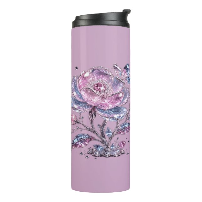 Elegant Dusty Rose Botanical Pattern Design Thermal Tumbler (Rotated Left)