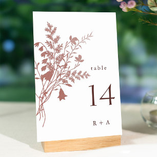 Elegant Dusty Rose Botanical Wedding Table Number