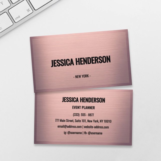 Elegant Dusty Rose Brushed Metallic Business Card (Creator Uploaded)