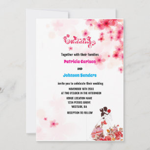 Elegant Dusty Rose, Burgundy Pink Floral Wedding  Invitation