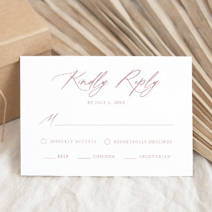 Elegant Dusty Rose Calligraphy Meal Choice Wedding RSVP Card