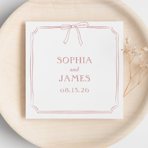 Elegant Dusty Rose Chic Simple Classic Bow Wedding Napkin