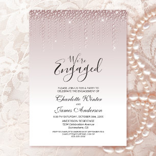 Elegant Dusty Rose Diamonds Engagement Party Invitation