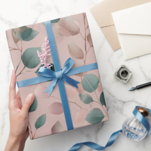 Elegant Dusty Rose Eucalyptus Watercolor Pattern Wrapping Paper