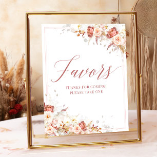 Elegant Dusty Rose Floral Bridal Favours Sign