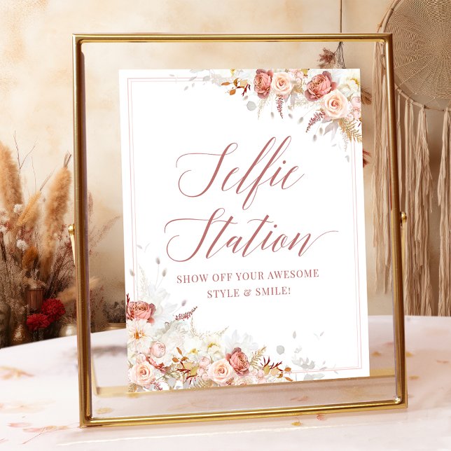 Elegant Dusty Rose Floral Bridal Photo Sign (Creator Uploaded)