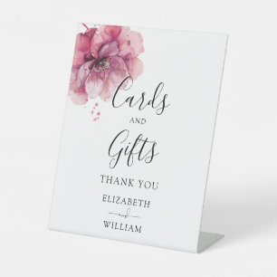 Elegant Dusty Rose Floral Cards And Gifts Pedestal Sign