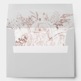 Elegant Dusty Rose Floral Watercolor Grey A7 Envelope