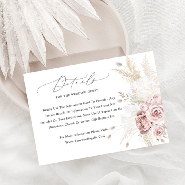 Elegant Dusty Rose Floral Wedding Enclosure Card (Creator Uploaded)
