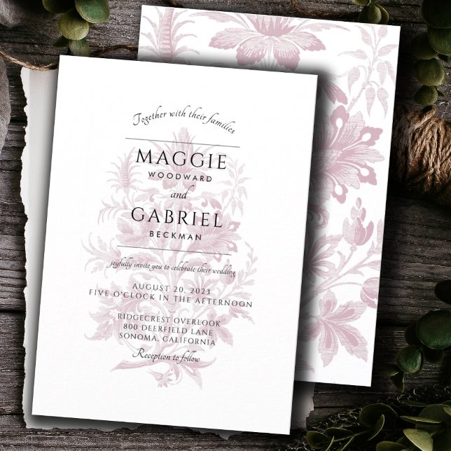 Elegant Dusty Rose Floral Wedding Invitation (Creator Uploaded)