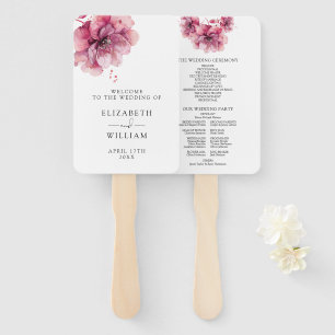Elegant Dusty Rose Floral Wedding Program Hand Fan