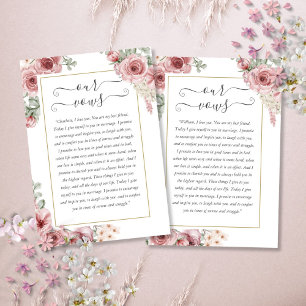 Elegant Dusty Rose Floral Wedding Vows Card