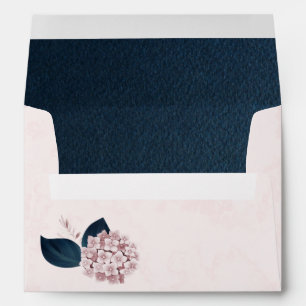 elegant dusty rose flowers navy blue leaves envelope