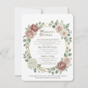 Elegant Dusty Rose Geometric Floral Details Card