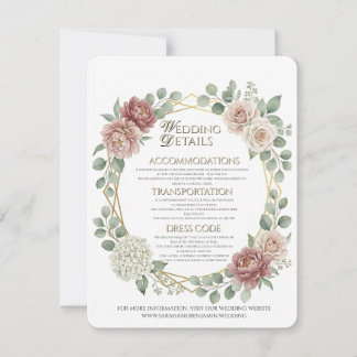 Elegant Dusty Rose Geometric Floral Details Card