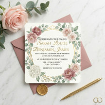Elegant Dusty Rose Geometric Floral Watercolor 