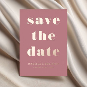 Elegant Dusty Rose Gold Save The Date Card