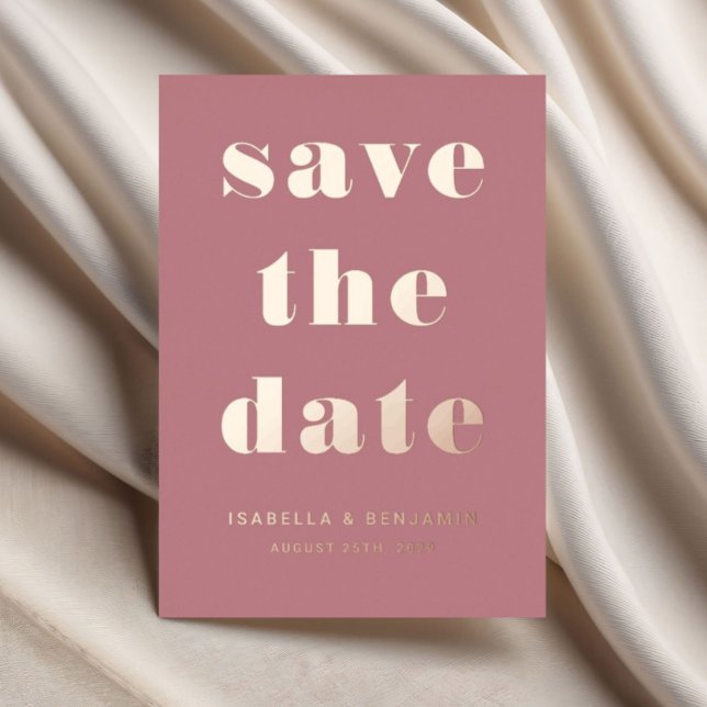 Elegant Dusty Rose Gold Save The Date Card (Elegant Mauve Wedding Save The Date Gold Foil Invitation)