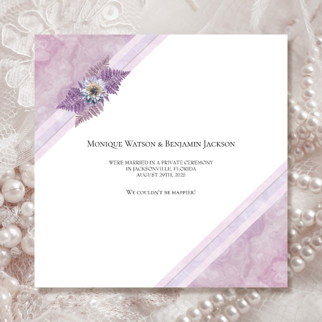 Elegant Dusty Rose Just Married Wedding Announcement (Creator Uploaded)