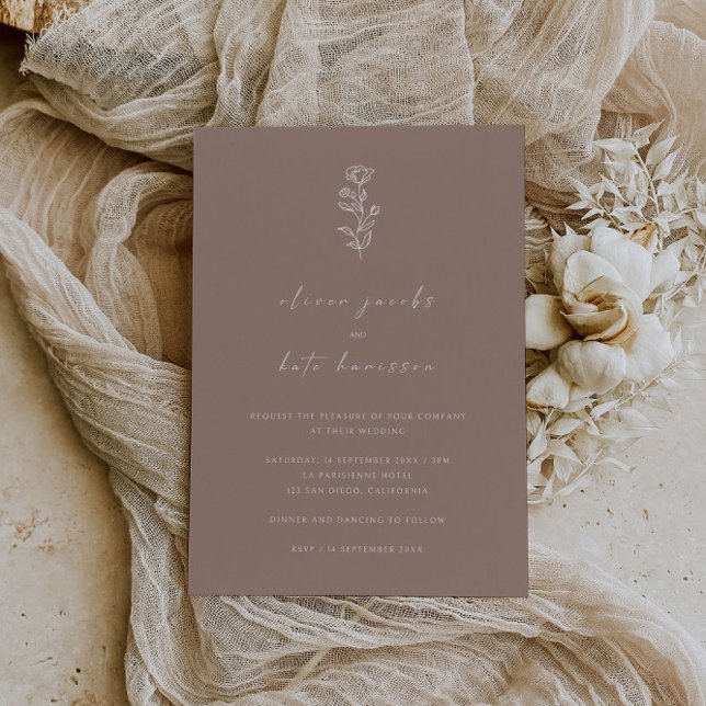 Elegant Dusty Rose Minimal Wedding Invitation (Creator Uploaded)