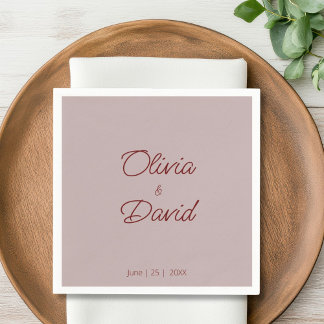Elegant Dusty Rose Minimalist Wedding Napkin