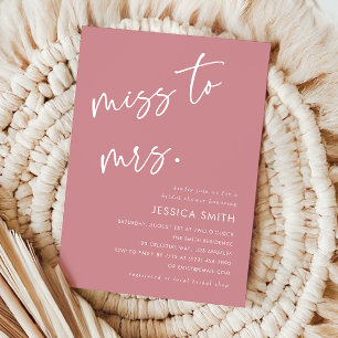 Elegant Dusty Rose Miss to Mrs. Bridal Shower Invitation