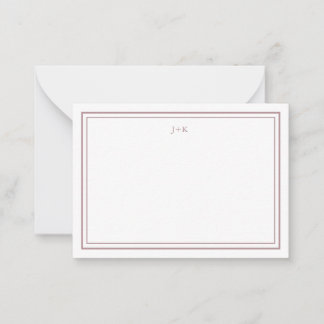 Elegant Dusty Rose Monogram Modern Calligraphy Card
