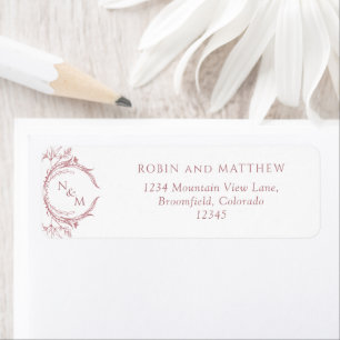 Elegant Dusty Rose Monogram Wedding Return Address