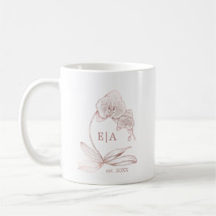 Elegant Dusty Rose Orchid Monogram Wedding Coffee Mug
