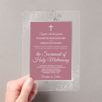 Elegant Dusty Rose Ornate Silver Catholic Wedding