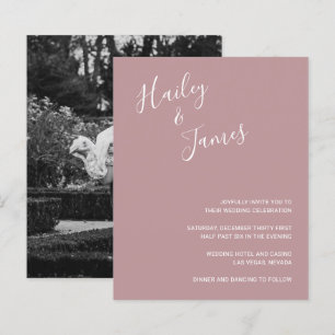 Elegant Dusty Rose Photo Budget Wedding Invite