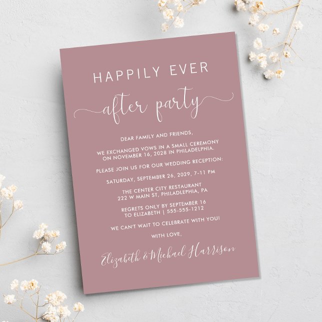 Elegant Dusty Rose Photo Wedding Reception Invitation (Your love story deserves a grand celebration!)