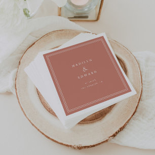 Elegant Dusty Rose Pink Bride Groom Names Wedding Napkin