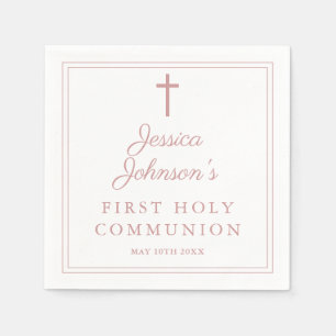 Elegant Dusty Rose Pink First Holy Communion Napkin