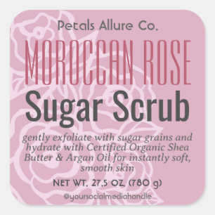 Elegant Dusty Rose Pink Floral Sugar Scrub Label