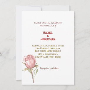 Elegant Dusty Rose Pink Floral Wedding Invitation