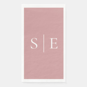 Elegant Dusty Rose Pink Monogram Minimalist Napkin