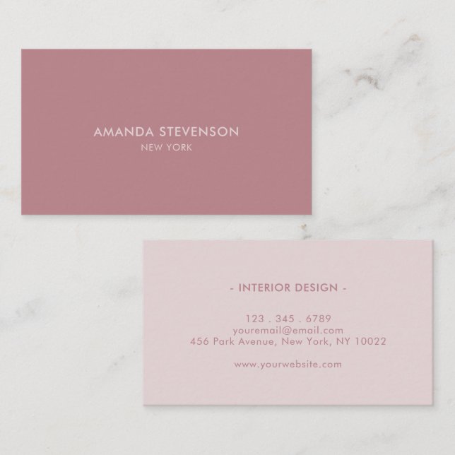 Elegant dusty rose professional business card (Front/Back)